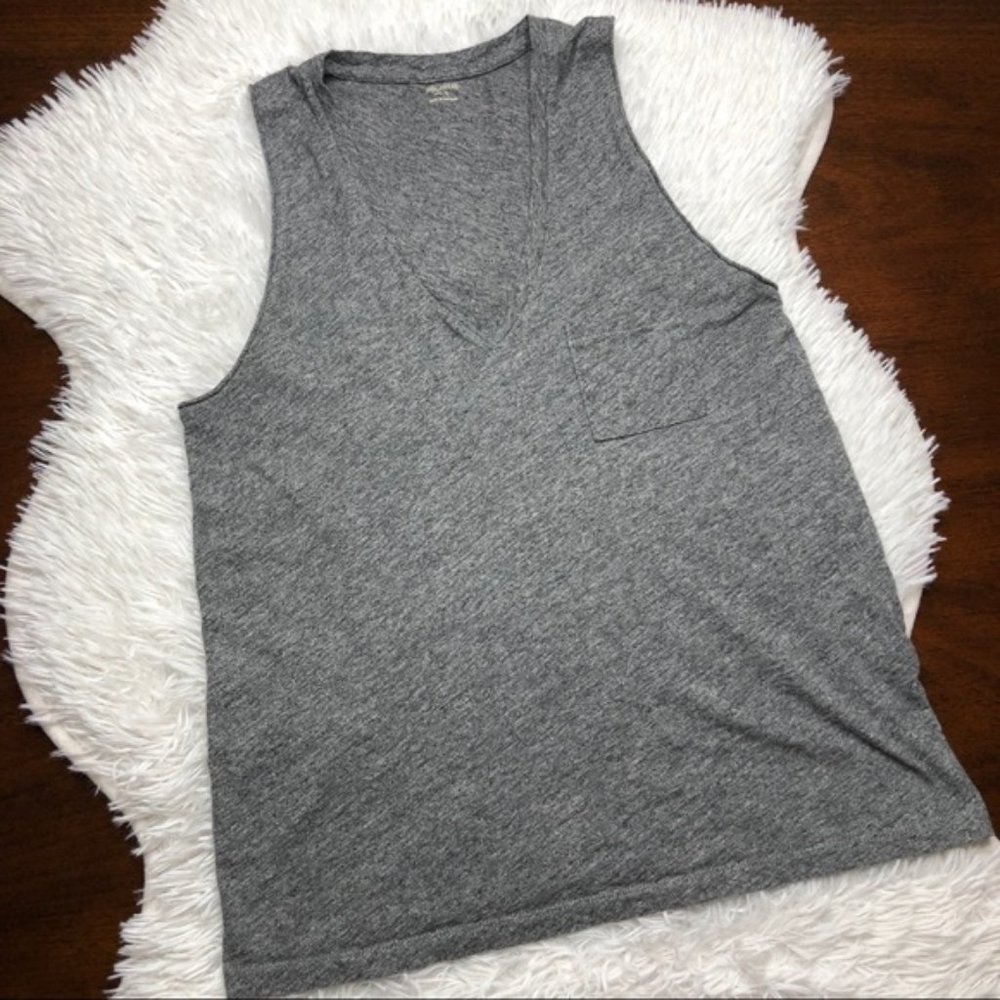 MADEWELL WHISPER COTTON V NECK GRAY TANK TOP S - Picture 2 of 3